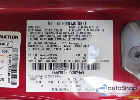 2017 Ford Mustang Gt Premium из США, поврежденный, VIN 1FA6P8CF3H5302469